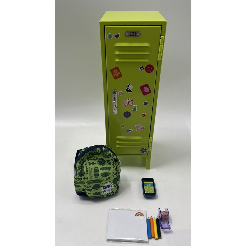 American Girl Doll Lime Green School Locker RETIRED Backpack School Supplies AG - Picture 3 of 10